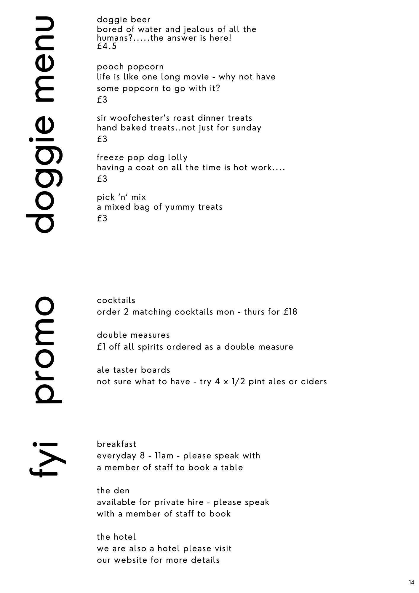 Red Lion Cromer Doggie Menu